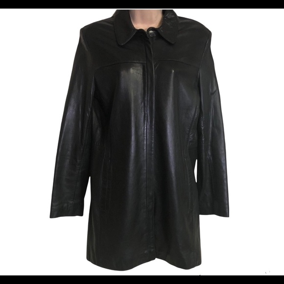 KENNETH Cole Reaction Black Buttery Leather Jacket with Waist Seam size Small - Picture 1 of 6